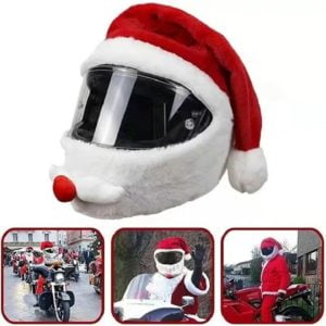Sun Flowergb - Santa Claus Motorcycle Helmet Cover, Universal Plush Motorcycle Helmet Cover, Christmas Hat, Motorcycle Helmet Accessories, Christmas