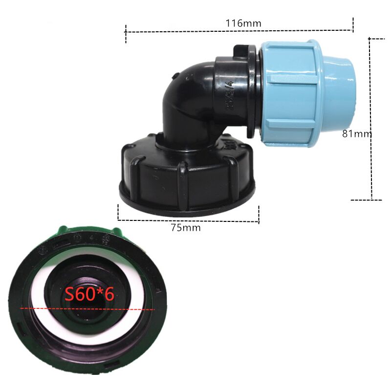 Sun Flowergb - Tank Water Hose Connector Garden Lawn Hose Adapter Household Faucet Fitting Tool (25mm Elbow Adapter)