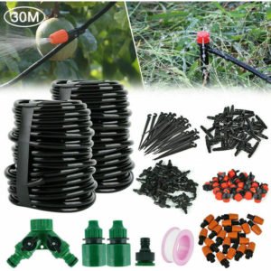 Superseller - 100ft 30M Auto Drip Irrigation System Kit Timer Micro Sprinkler Garden Watering