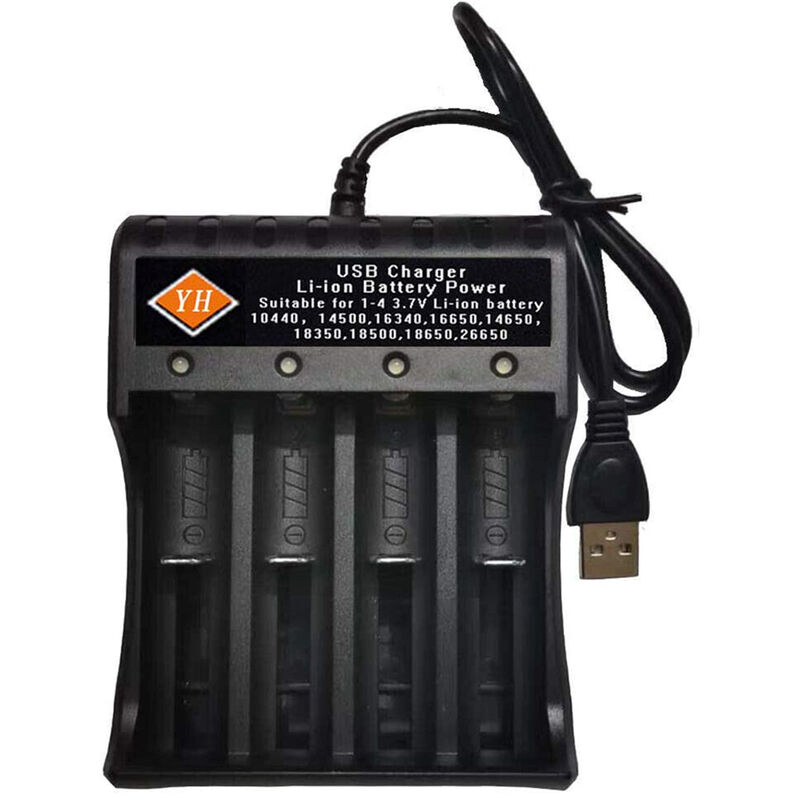 Superseller - Battery usb Charger 4 Slots 3.7V Li-ion Battery Power Over-charge Protection with 4Pcs Li-ion Batteries