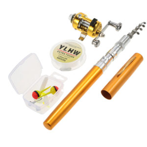 Superseller - Fishing Rod Reel Combo Set Mini Telescopic Portable Pocket Pen Fishing Rod Pole + Reel Aluminum Alloy Fishing Line Soft Lures Baits Jig