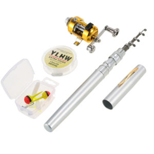 Superseller - Fishing Rod Reel Combo Set Mini Telescopic Portable Pocket Pen Fishing Rod Pole + Reel Aluminum Alloy Fishing Line Soft Lures Baits Jig