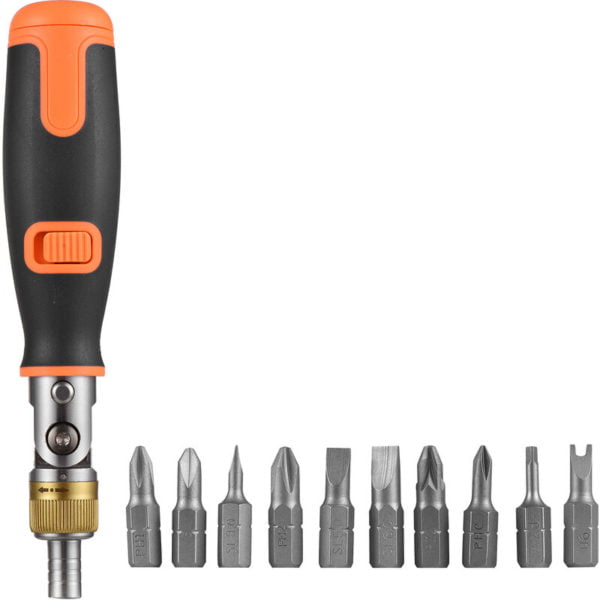 Superseller - Two-way Ratchet Screwdriver 10-in-1 Multi-bit Ratchet Screw Drivers Set 6.23mm Adjustable Nut Driver Tool