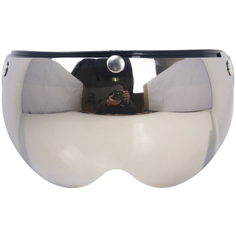 Superseller – Universal Windproof 3-Snap Motorcycle Helmet Visor Front Flip Up Visor Wind Shield Lens For Motorcycle Helmet Sunglasses, sliver