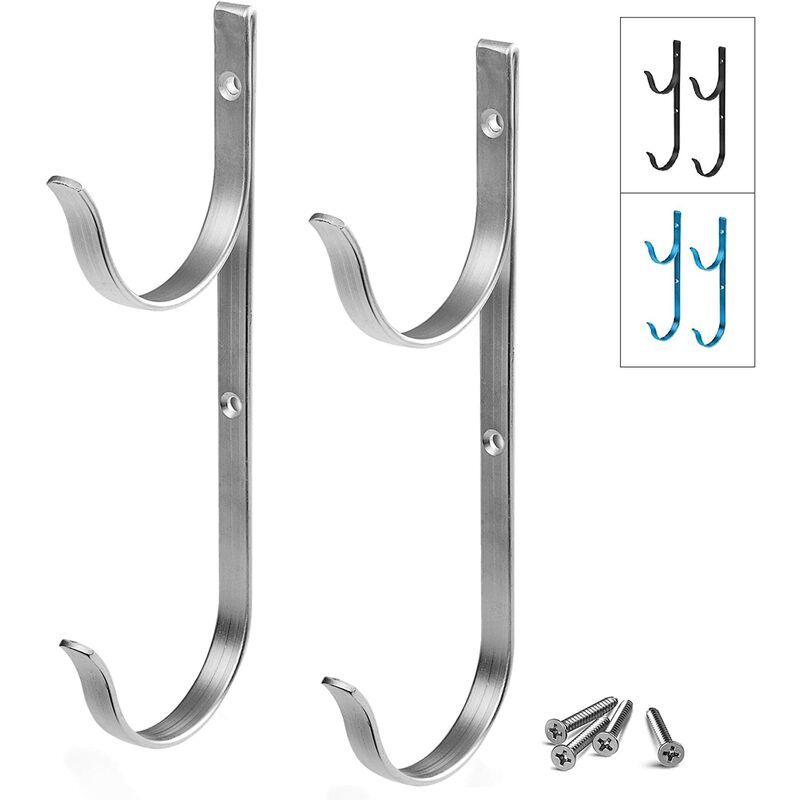 Swimming Pool Aluminum Pole Hanger Set For Telescoping Poles, Leaf Rakes, Skimmers, Nets, Brushes, Vacuum hoses and More