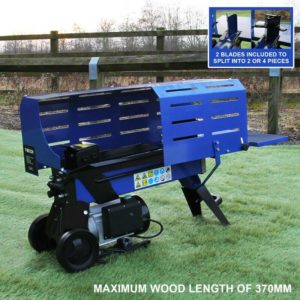 T-mech - Log Splitter 5 Ton Hydraulic 3L Electric 2000 Watt Motor Wood Timber Cutter Axe 2 Blades Duoblade 370mm Max Log Length - Blue