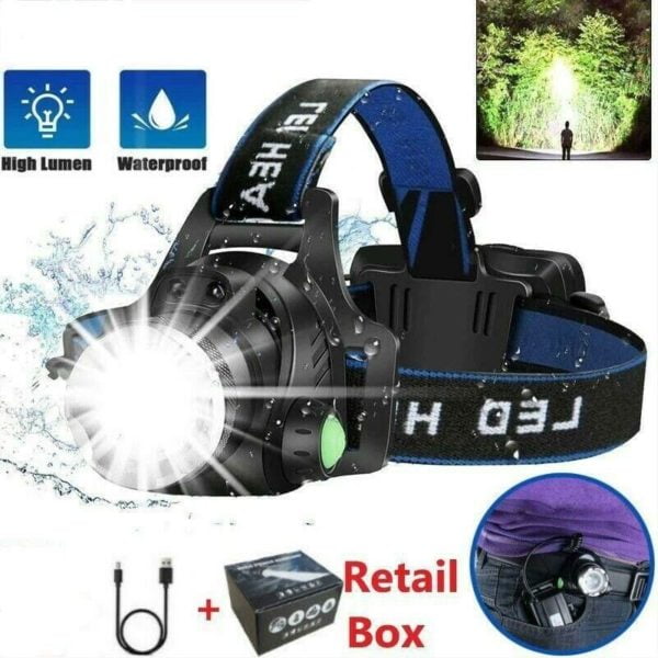 T6 Aluminum Alloy Headlight, led Waterproof Strong Light Telescopic Zoom Headlight, usb Outdoor Induction Fishing Headlight