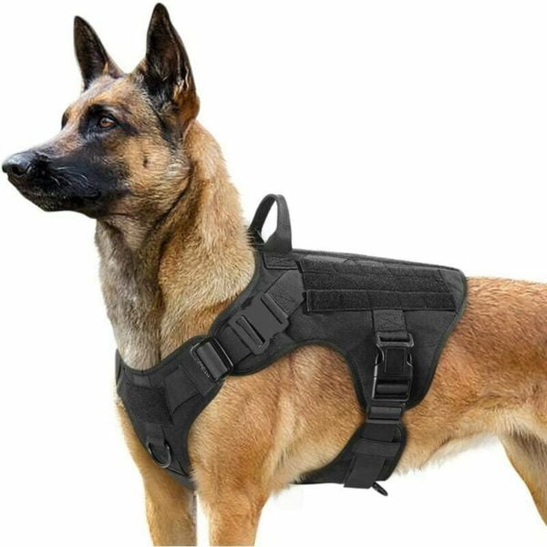Tactical Dog Harness for Large Dogs, Military Dog Harness with Handle, No Pull Service Dog Vest with Molle & Loop Panels, Adjustable Dog Harness for