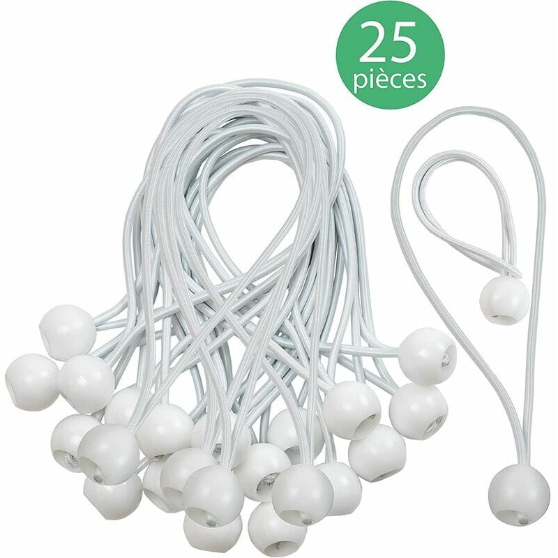 Tarp Tensioner Ball Tensioners Bungee Bungee Rubber Tensioner for Banner, Tarp, Pavilion, Tent, Curtains Extension Harness, Tarp Holder White, 15cm