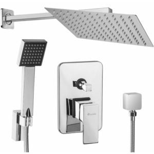 Tectake - Shower panel complete set flush-mounted - shower head, shower tower, shower column - grey