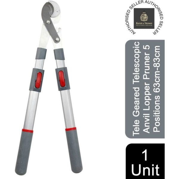 Tele Geared Telescopic Anvil Lopper Pruner 5 Positions 63cm-83cm - Kent&stowe