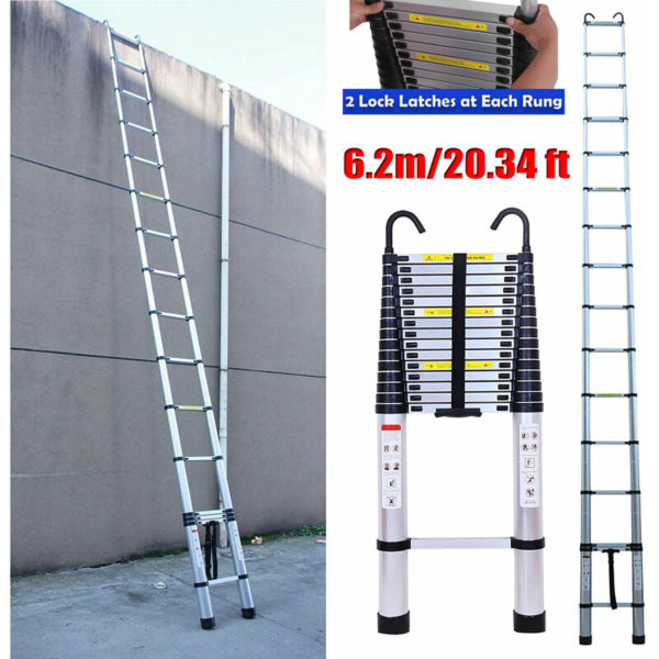 Telescopic 20ft 6.2m Ladder Aluminum Multi Purpose Folding Non-Slip Roof Hook