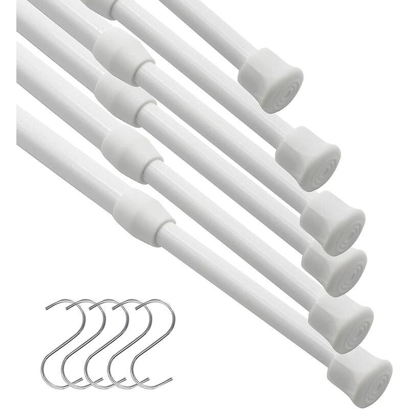 Telescopic Curtain Rod, Extendable Rod, 43-70 Spring Tension Rod, ChristmasDrilling Shower Curtain Rod for Shower or Bath - 6 pcs