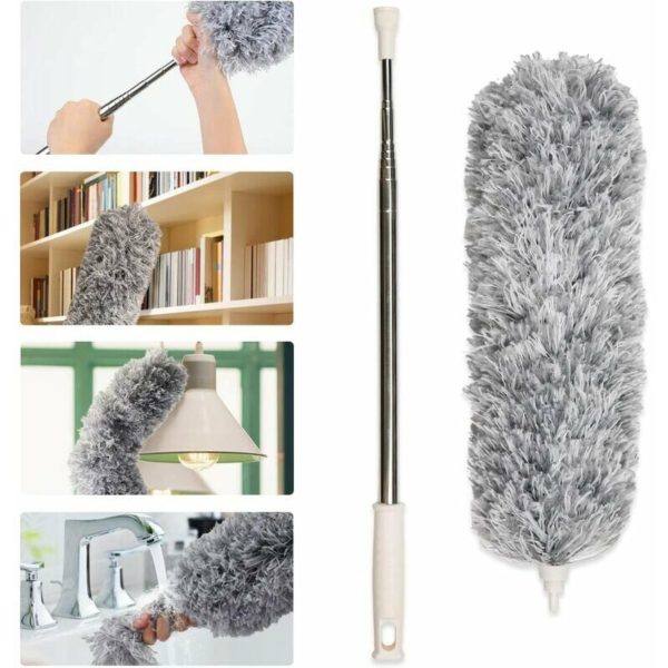 Telescopic Duster With Extension In Stainless Steel, Flexible Antistatic And Washable Duster Perfect For Removing Dust In Your Home Or In Your Car