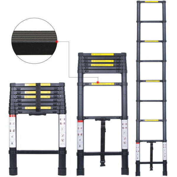 Telescopic Ladder 2.6M Multifunction Versatile Portable Aluminum Capacity 150kg