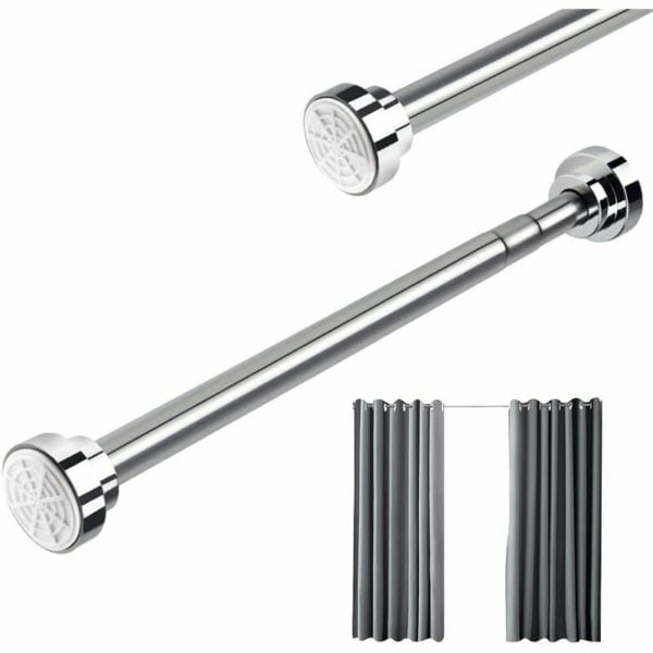 Telescopic Shower Curtain Rod 55-85cm Stainless Steel Telescopic Rod Extendable No Drilling Adjustable Length for Cabinet, Bathroom, Windows, Doors