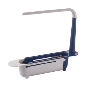 Telescopic Sink Rack Kitchen Supplies Multifunctional Sliding Storage Rack Can Hang Sink Dish Cloth Rack Blue