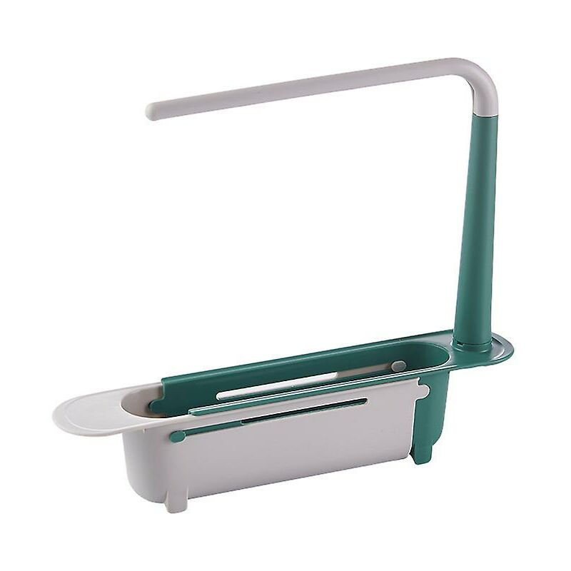 Telescopic Sink Rack Kitchen Supplies Multifunctional Sliding Storage Rack Can Hang Sink Dish Cloth Rack Green