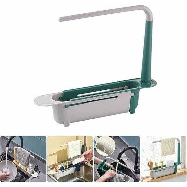 Telescopic Sink Rack Telescopic Drainer Extendable Sink Rack Home Kitchen Sponge Rack 23.540Cm Adjustable Drain Basket Rack