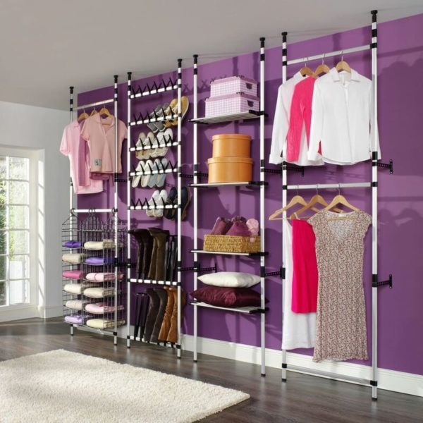 Telescopic Wardrobe System with Rods Aluminium - Silver