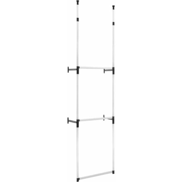 Telescopic Wardrobe System with Rods Aluminium Vidaxl Silver