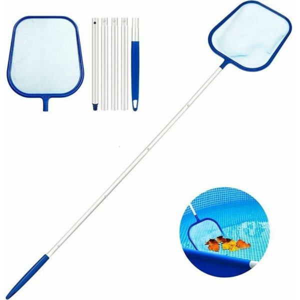 Telescopic heavy duty aluminum skimmer net, deep leaf rakes and skimmer net