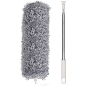 Telescopic microfiber duster Washable with foldable corner broom and stainless steel telescopic bar up to 240 cm Effortlessly removes dust, ceilings,