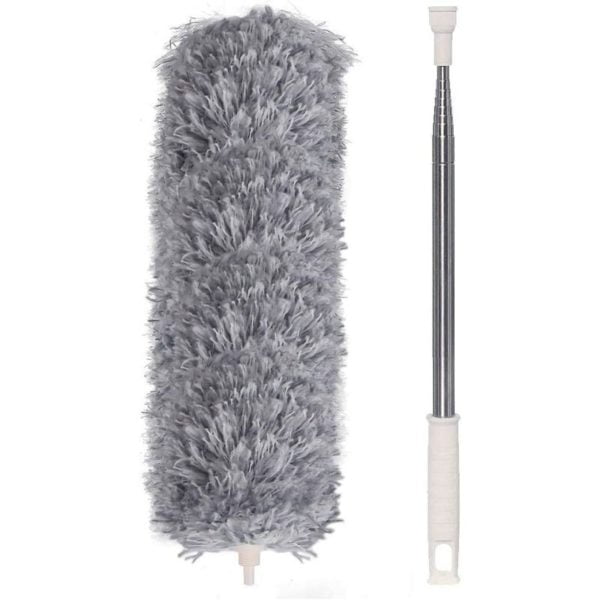 Telescopic microfiber duster Washable with foldable corner broom and stainless steel telescopic bar up to 240 cm Effortlessly removes dust, ceilings,