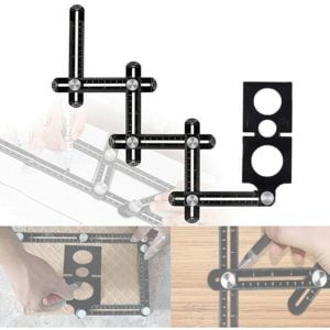 Template Tool, angle jig, multi-angle measuring ruler, 6-sided aluminum alloy angle jig tool, multi-angle ruler, with tile positioning ruler