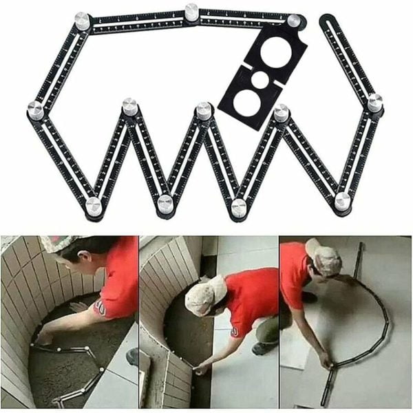 Template Tool,gabarit d'angle, règle de mesure multi-angles, 12 côtés en alliage d'aluminium, règle multi-angles, avec règle de positionnement