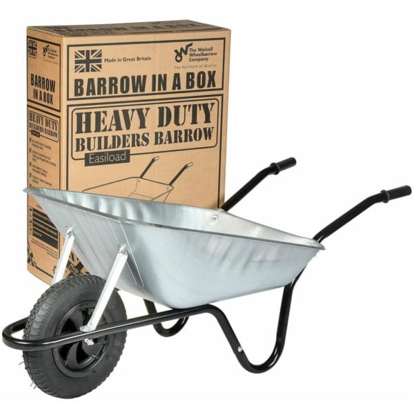 The Walsall Wheelbarrow Company - 85 Litre Heavy Duty Builders Wheelbarrow ð Galvanised ð Pneumatic Wheel