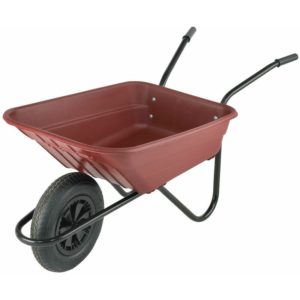 The Walsall Wheelbarrow Company - 90 Litre Shire Heavy Duty Plastic Wheelbarrow - Burgundy - Pneumatic Wheel