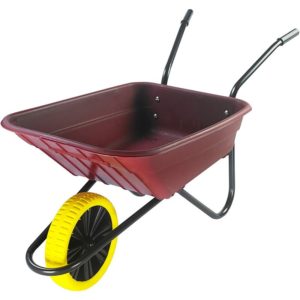 The Walsall Wheelbarrow Company - 90 Litre Shire Heavy Duty Plastic Wheelbarrow ð Burgundy ð Puncture Proof Wheel