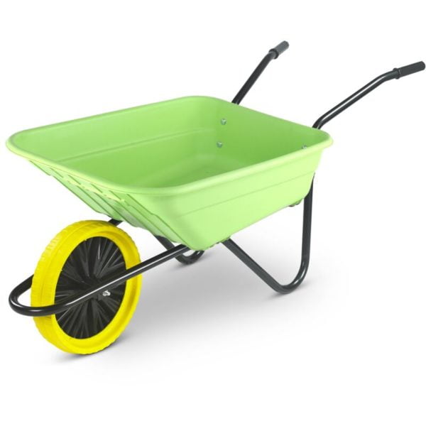 The Walsall Wheelbarrow Company - 90 Litre Shire Heavy Duty Plastic Wheelbarrow ð Lime ð Puncture Proof Wheel