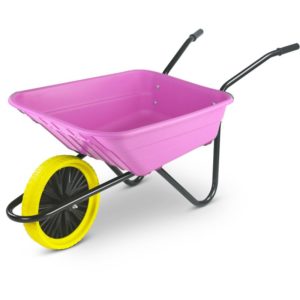 The Walsall Wheelbarrow Company - 90 Litre Shire Heavy Duty Plastic Wheelbarrow ð Pink ð Puncture Proof Wheel