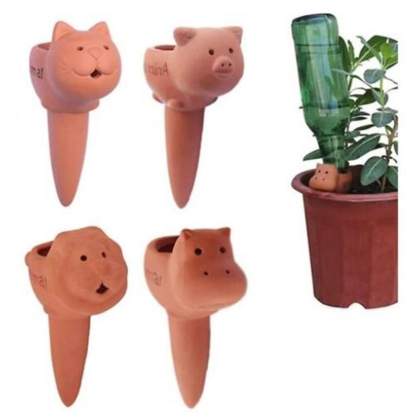 Thsinde - 4 Pack Plant Watering Spikes, Self Terracotta Watering Spike