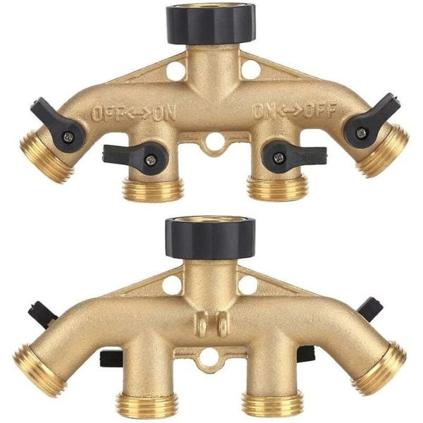 Thsinde - 4 Way Brass Tap Manifold, Tap Adaptor For Garden Reusable