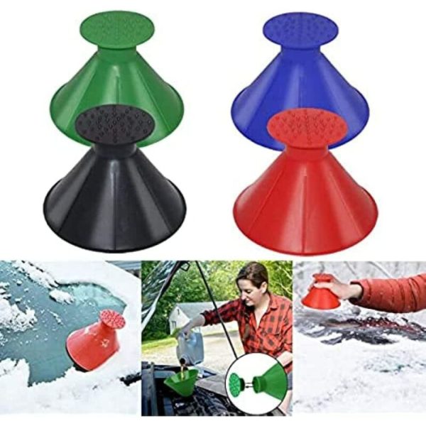 Thsinde - 4pcs Round Magic Cone Ice Scraper for Car Windshield Magic Funnel Snow Removal Shovels Tool 2 and 1 4 Colors