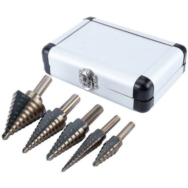 Thsinde - 5pcs Step Drill Bits Titanium Taper Drill Bit Stepped Drill Bit Kit