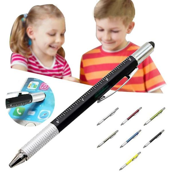 Thsinde - 6 In 1 Multi-functional Stylus Pen With Black/blue Refill Tool Tech Ballpoint Pen With Clip Smooth