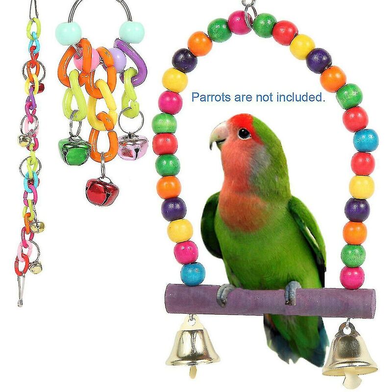 Thsinde - 8pc Parrot Hanging Swing Bird Toys Harness Cage Ladder Parakeet Cockatiel