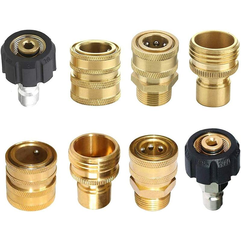 Thsinde - 8pcs Ultimate Pressure Washer Adapter Car Spray Gun Fitting Kit Set 3/8 '' Quick Connect 3/4 Quick Release