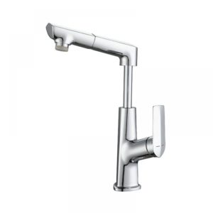 Thsinde - Bathroom Faucet Easy to Install Telescopic Hot and Cold Water Faucet Pulling and Lifting Rotatable Full Copper Body Basin Faucet -Silver