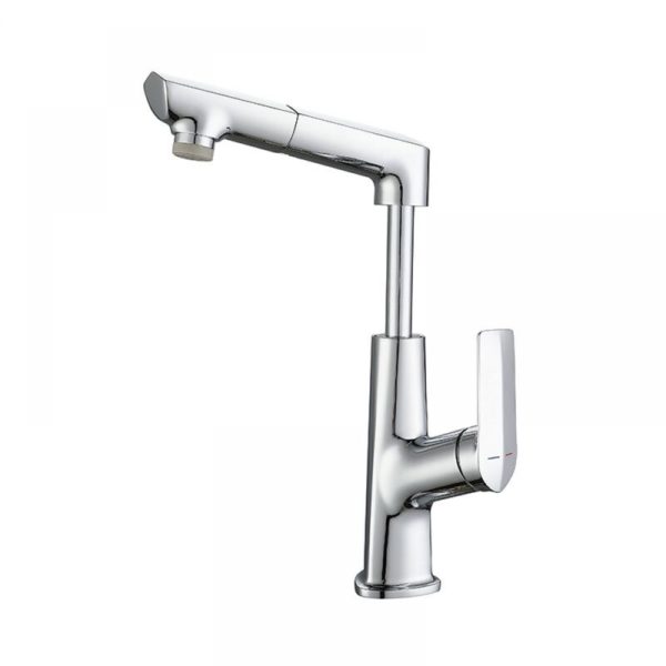 Thsinde - Bathroom Faucet Easy to Install Telescopic Hot and Cold Water Faucet Pulling and Lifting Rotatable Full Copper Body Basin Faucet -Silver