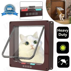 Thsinde - Cat Flap Dog Flap 4 Way Magnetic Closure For Cats, Easily Install With Telescopic Frame (big Coffee)