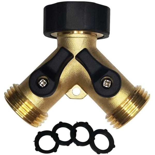 Thsinde - Garden Hose y Valve Connectors, 2 Way Garden Faucet y Valve +3/4 Ght Thread