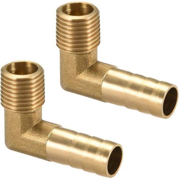 Tinor - Hose Barb Fitting Brass Barb 90° Elbow 10mm Barbed x1/4 g Male Hose 2Pcs