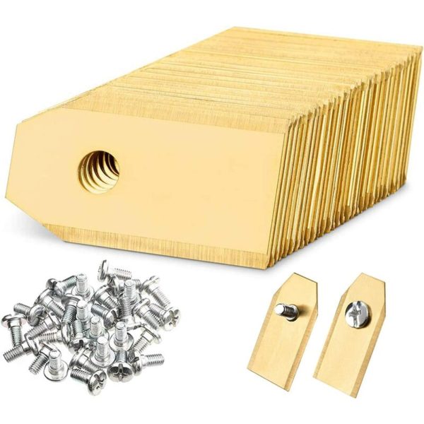 Titanium Replacement Blades for Trimmer [60 Pieces], Stainless Steel Blades 35x18x0.75mm, Spare Accessory with Screws