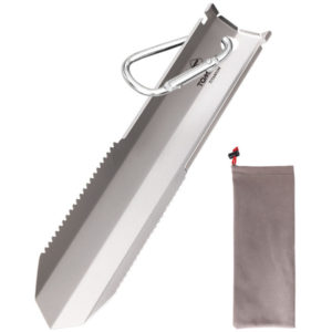 Tomshoo - Titanium Garden Hand Serrated Shovel Outdoor Camping Hiking Backpacking Trowel with Clip