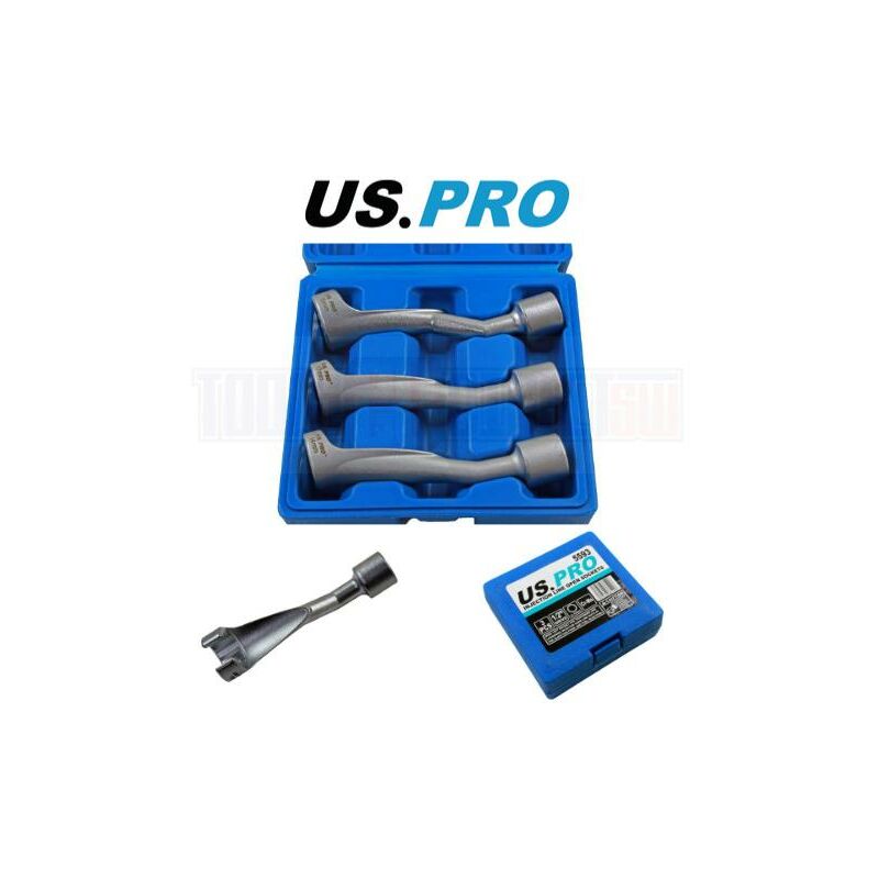 Tools 3 Piece 1/2' Drive 12 Point Injection Line Open Sockets 14, 17, 19MM 5593 - Us Pro